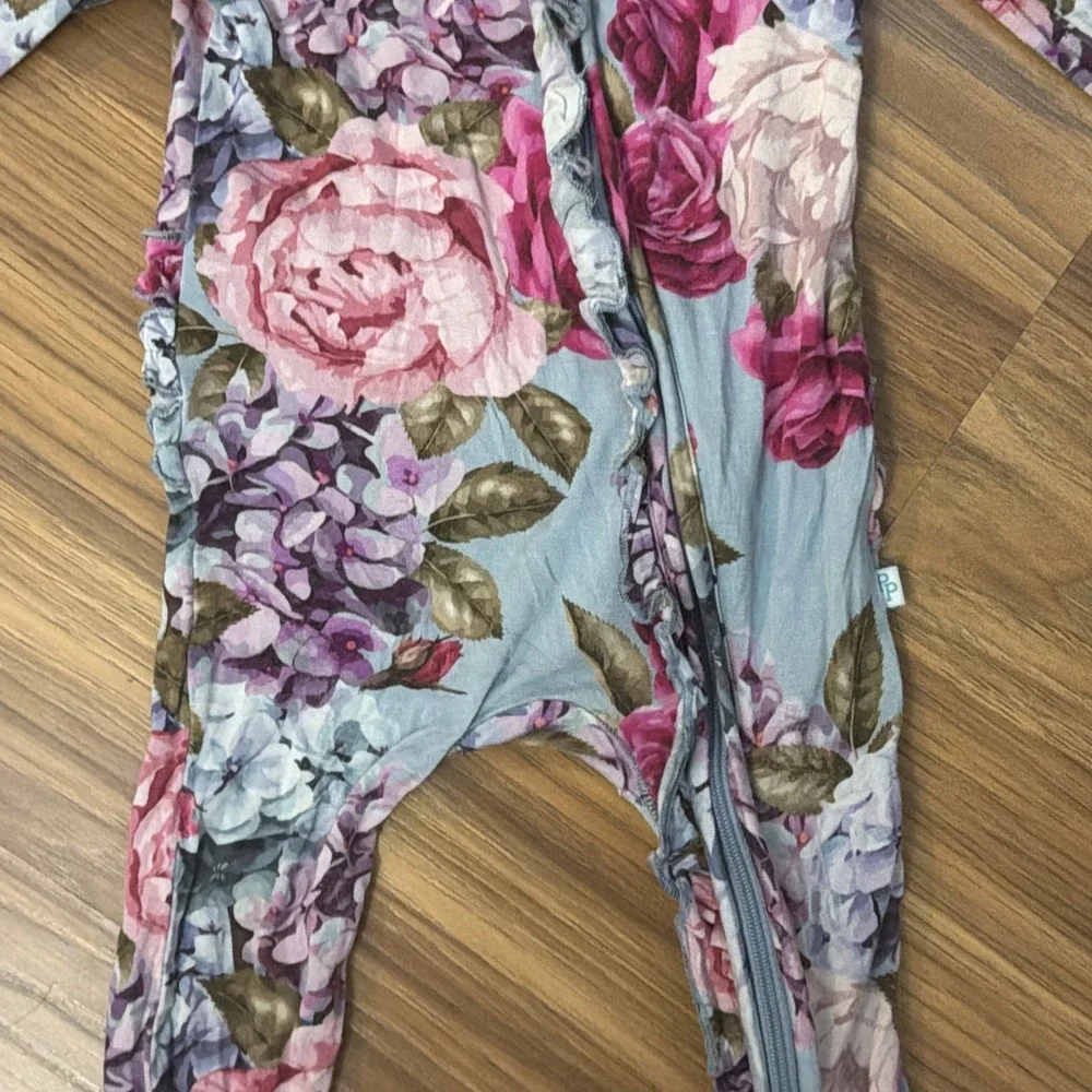 Posh Peanut baby Girls 3-6 Months Roses Floral Footed Sleeper Pajamas